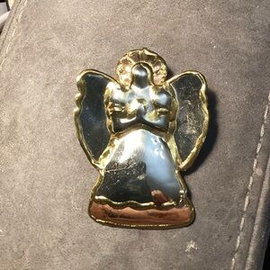 Beautiful Mexico sterling Silver 925 & brass angel pendant Pin Brooch